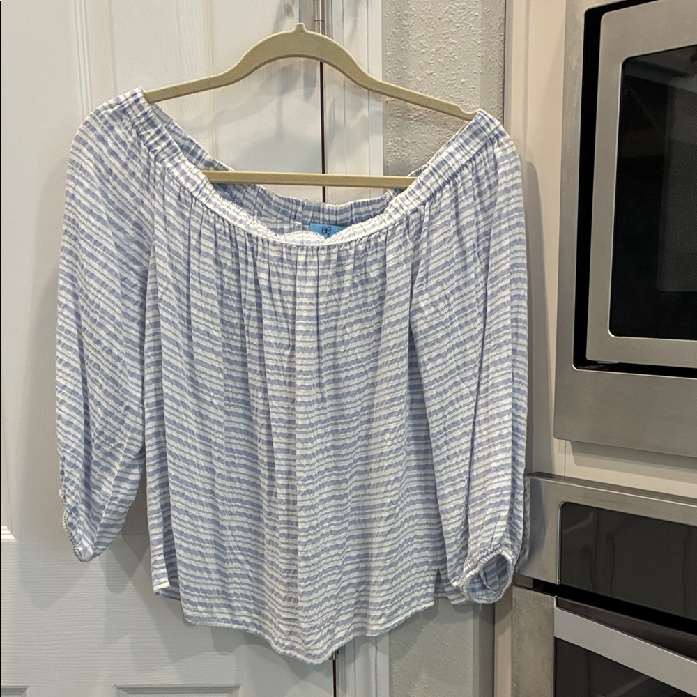 Blue Striped off the shoulder Women's Top